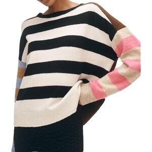 COLORBLOCK CREW NECK STRIPED SWEATER